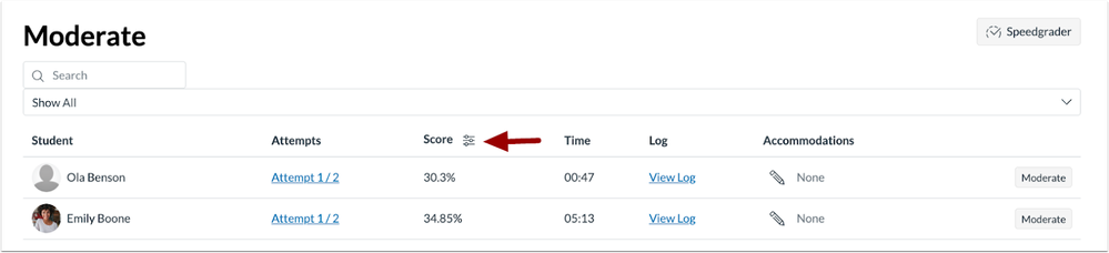 Feature Workflow - New Quizzes Score Configure Icon